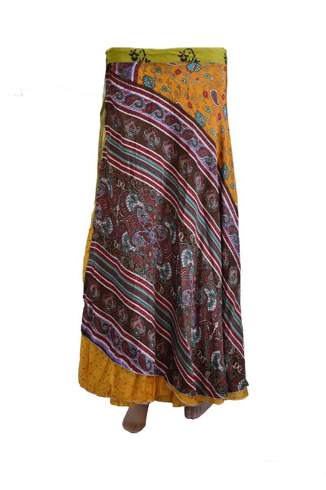 Bohemian Magic Wrap Skirt Boho Long Floral Magic Wrap Skirt Hippie 2 Layer Halter Sarong Handmade Floral Indian Beach Skirt