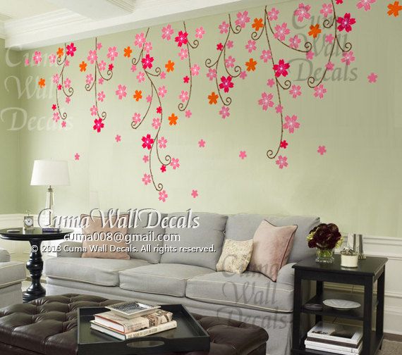 cherry blossom wall decals nursery pink flower vinyl wall decal tree
