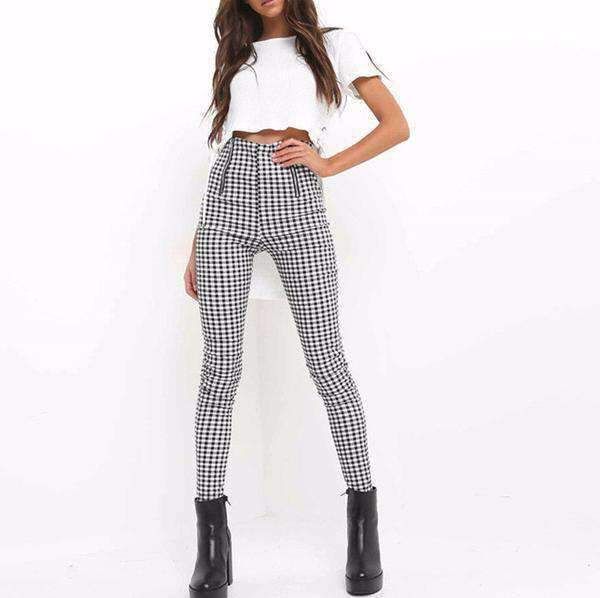 Black And White Check Ultra Skinny Fit Cropped Smart Trousers Skinny Fit Dress Pants Mens Fashion Smart Mens Clothing Styles