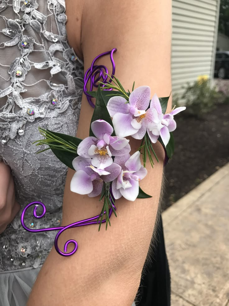 Prom Arm Corsage Mini Orchids White And Greens Wrapped Around Arm