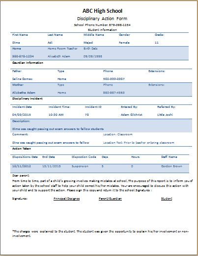 student disciplinary action form templates student action free student resume templates microsoft word