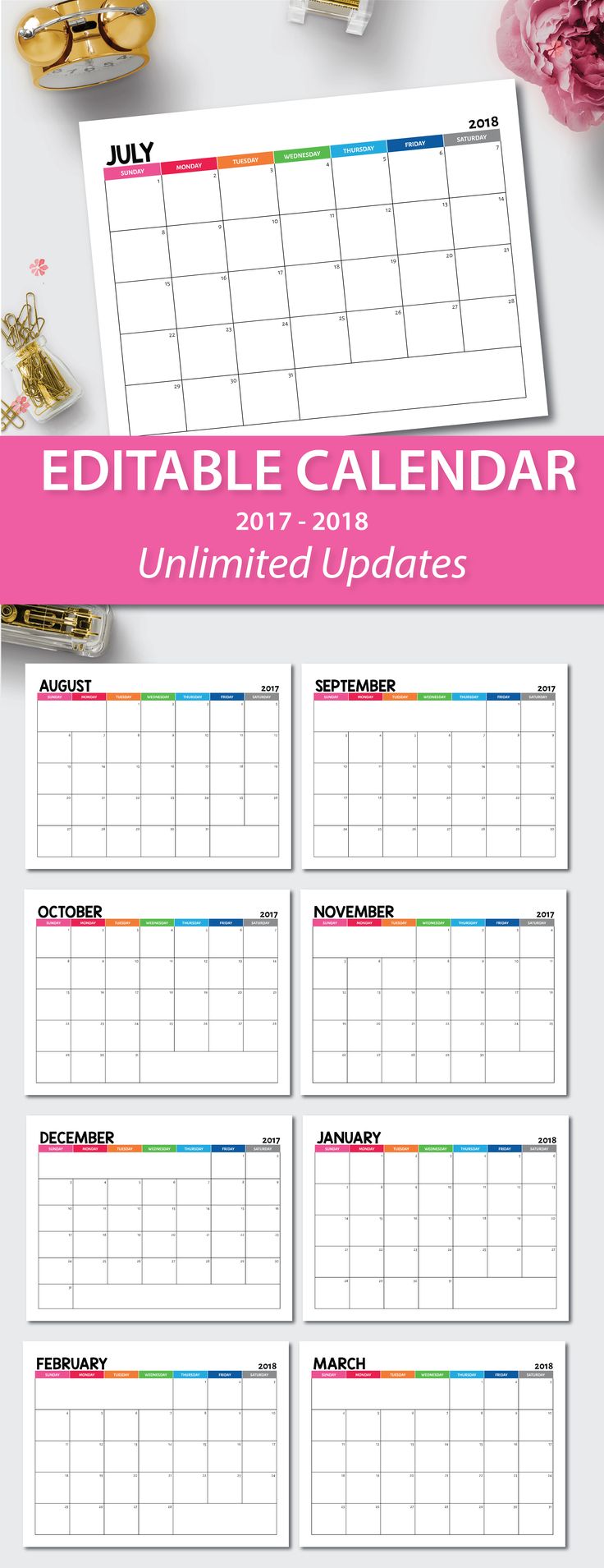 december editable calendar 2018