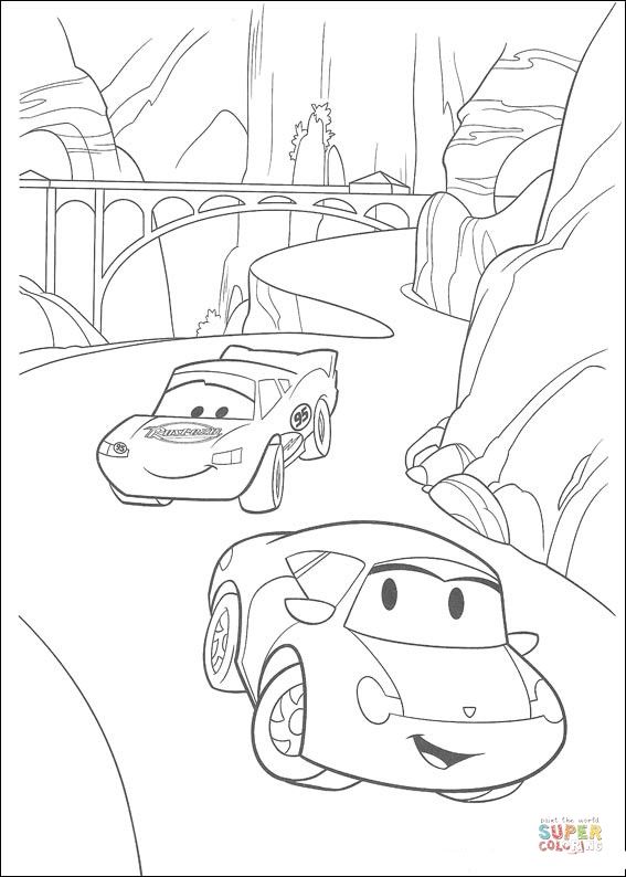 Download Bridge behind McQueen riding on a steep and curvy road | Super Coloring | Disney coloring pages ...