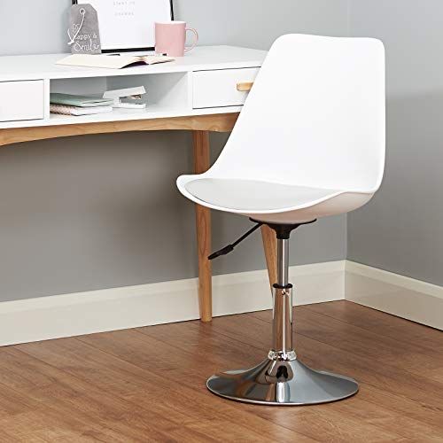 Hartleys Modern Stylish Swivel Chair Chrome Base//White Seat//Grey Cushion