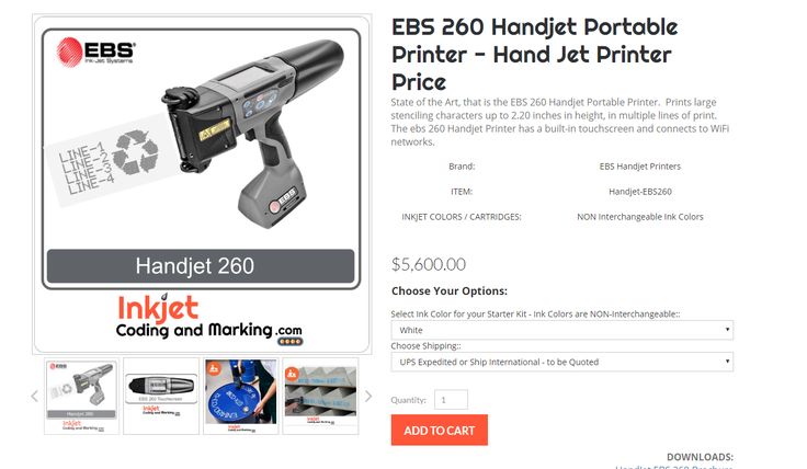 Ebs 260 Handjet Portable Portable Printer Printer Price Printer