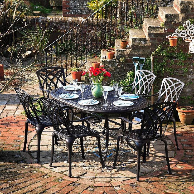 lazy susan furniture june 150 x 95 cm oval 6 seater cast aluminium garden set - Garden Furniture 6 Chairs lazy susan furniture june 150 x 95 cm oval 6 seater cast aluminium garden set - Garden Furniture 6 Chairs