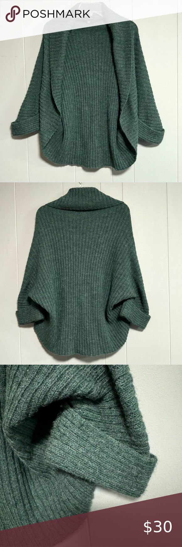 BANANA REPUBLIC Muted Green Shrug Sweater 37 Wool 33 Alpaca Size XS S