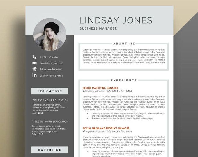 Resume Template, Modern Resume Template, Professional Resume Template, Creative Resume Template. Professional CV Template, Resume With Photo