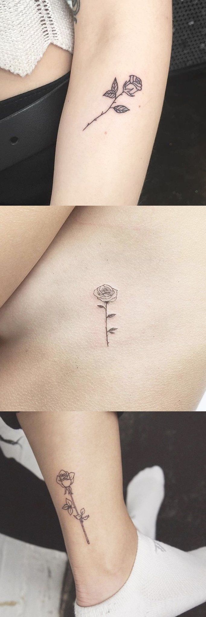 Minimalist Small Rose Ankle Tattoo Ideas - Tiny Flower Rib Tatt - Cute Floral Wr...