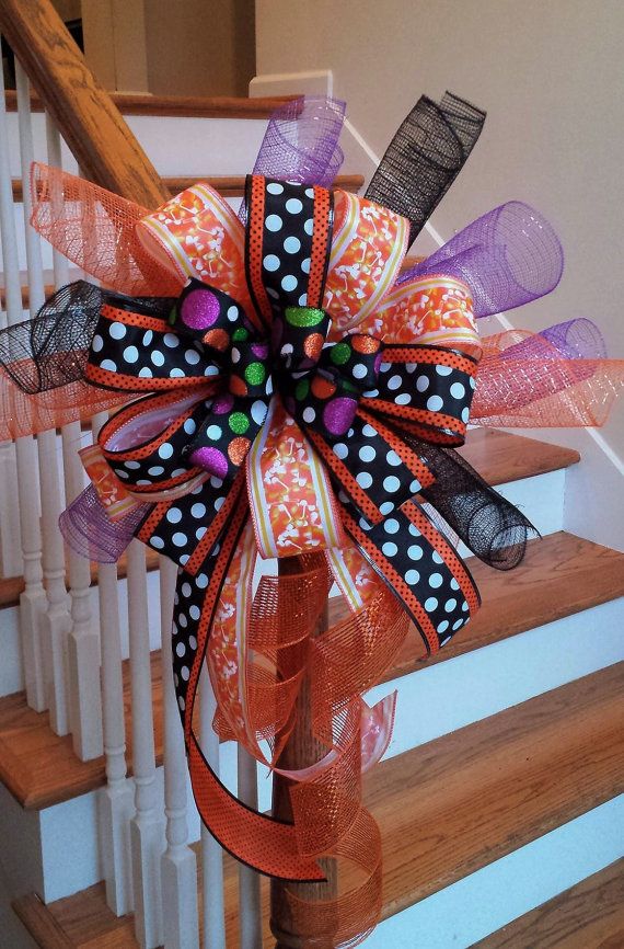 halloween ribbon deco mesh mailbox bow candy corn orange large decoration bow orange and - Halloween Deco halloween ribbon deco mesh mailbox bow candy corn orange large decoration bow orange and - Halloween Deco