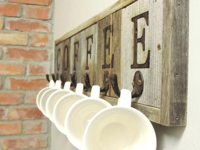 Barnwood Coffee Mug Rack Wall Mount Coffee Cup Holder Barnwood Coffee Mug Rack Wall Mount Coffee Cup Holder