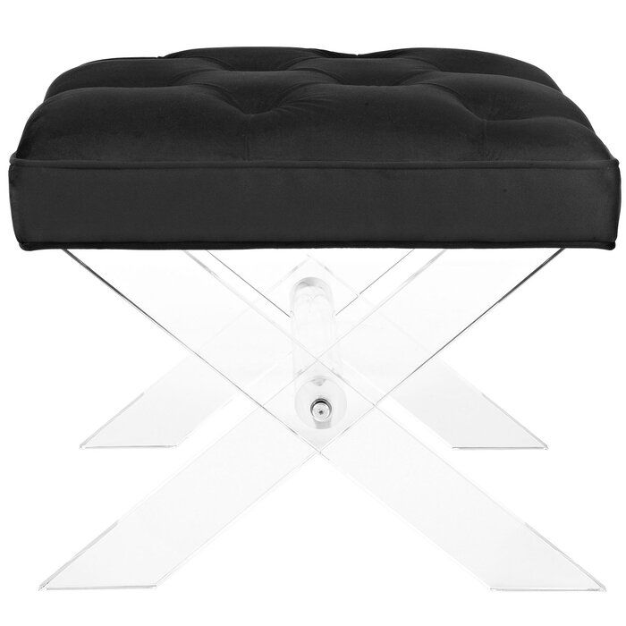 Brayshaw Vanity Stool Velvet Ottoman Acrylic Legs Brayshaw Vanity Stool Velvet Ottoman, Wayfair Black Vanity Stool