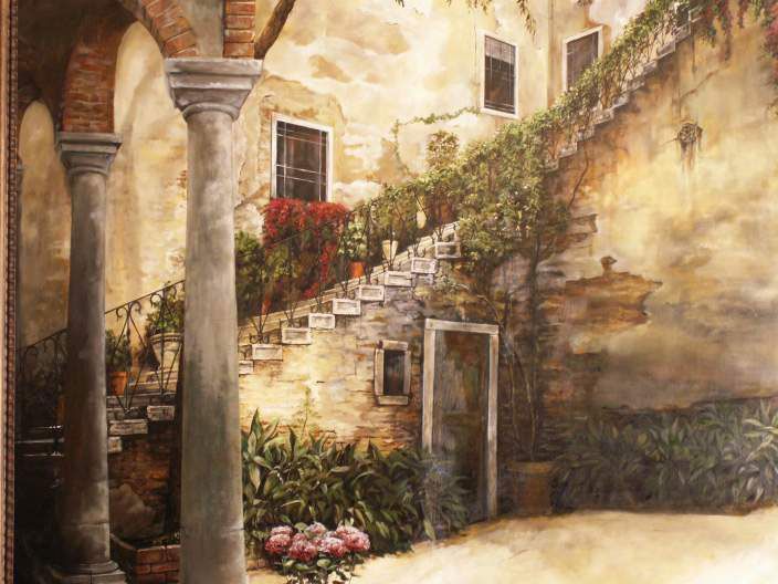 Courtyard Murals Detail Italian Oil Painting Courtyard Murals Detail Italian Oil Painting