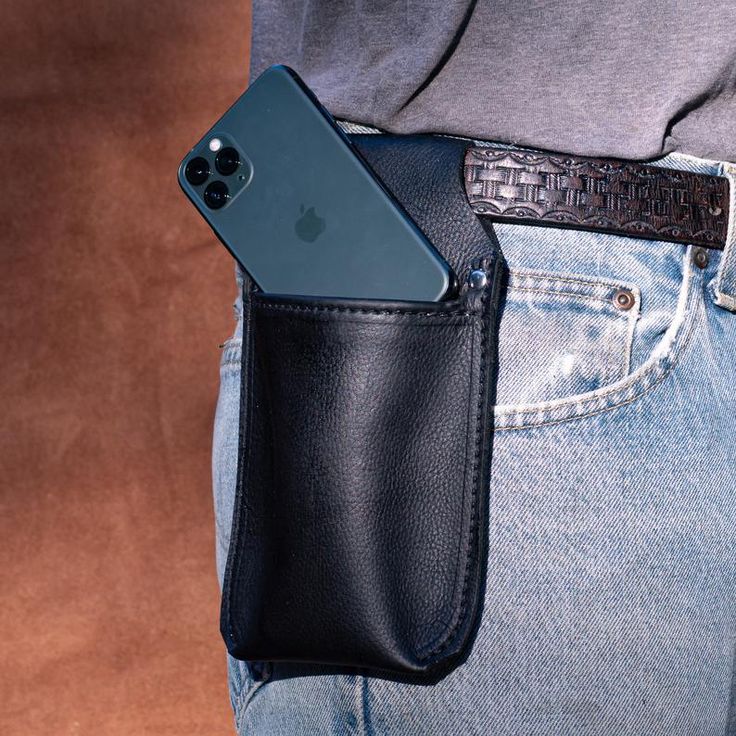 Large leather cell phone holster for your belt handmade from Etsy