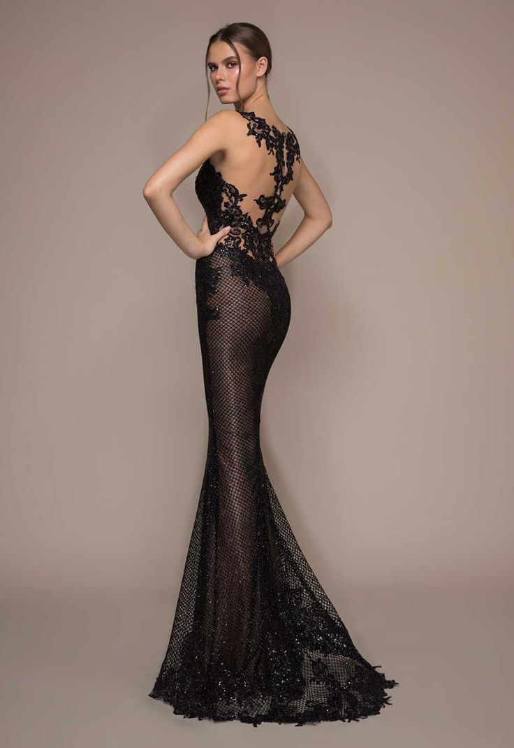 Pnina Tornai Black wedding gowns, Long mermaid dress