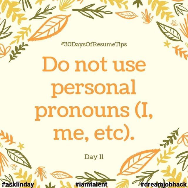 Do not use i in resume