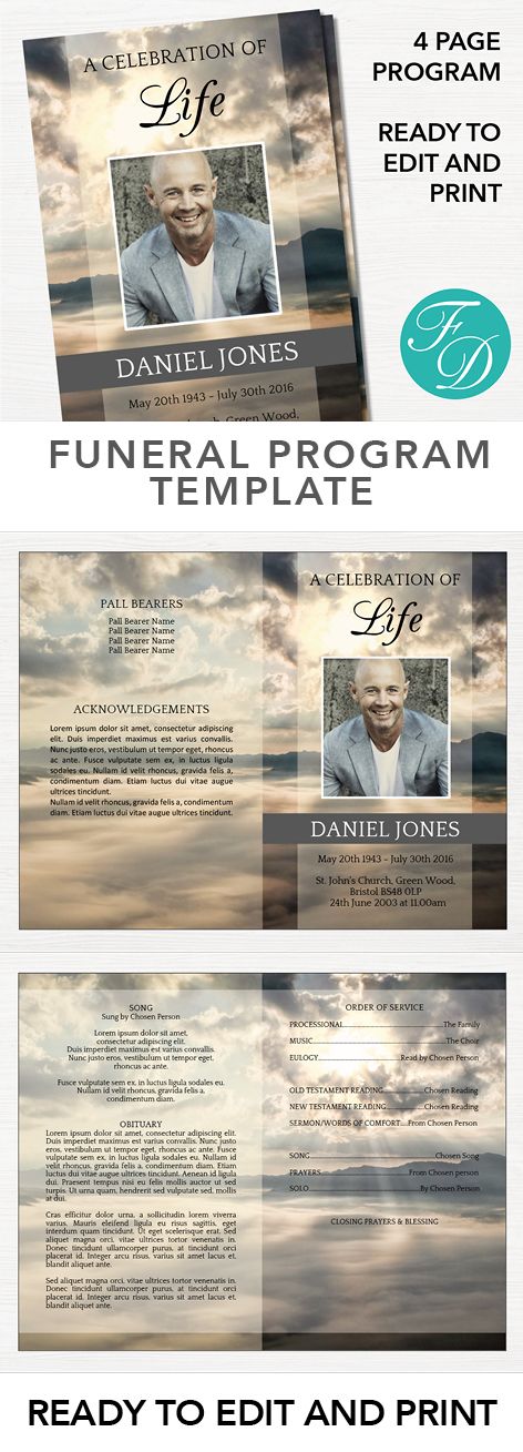 Mountains Printable Funeral program ready to edit & print Simply purchase your funeral templates, download, edit with Microsoft Word and print. #obituarytemplate #memorialprogram #funeralprograms #funeraltemplate #printableprogram #celebrationoflife