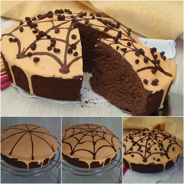Torta Halloween al cioccolato con una decorazione