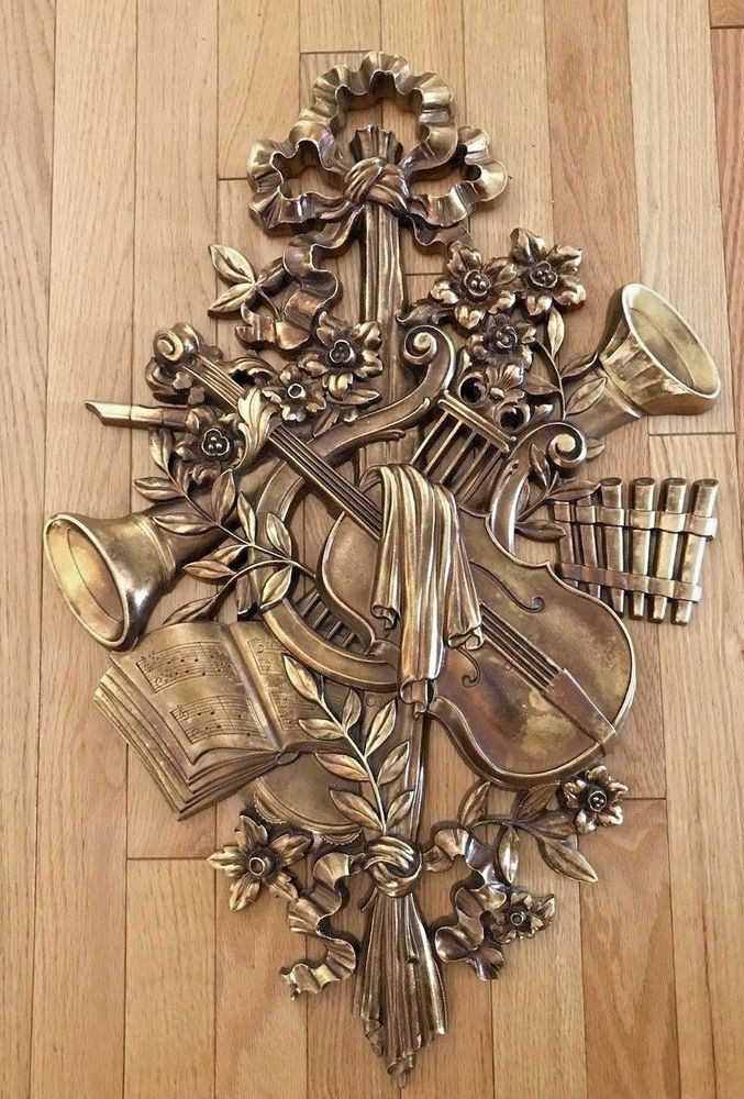 Vintage Syroco Wood Wall Decor Violins Horns Symphony Hanging Decorative - Syroco Wood Wall Decor Vintage Syroco Wood Wall Decor Violins Horns Symphony Hanging Decorative - Syroco Wood Wall Decor