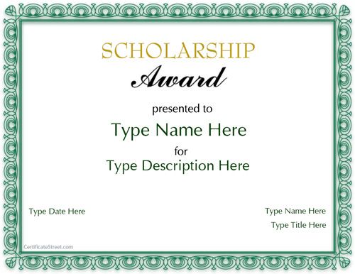 printable scholarship certificates