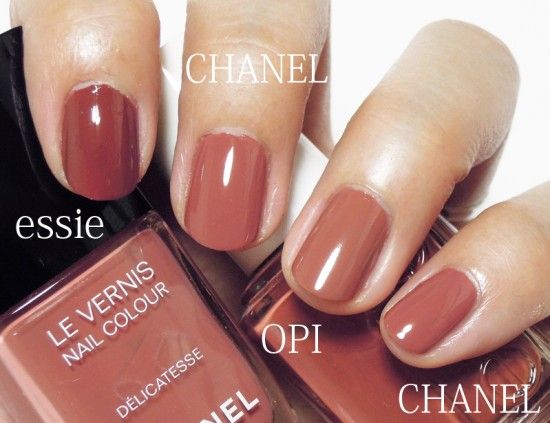 opi chocolate moose chanel delicatesse essie very structured
