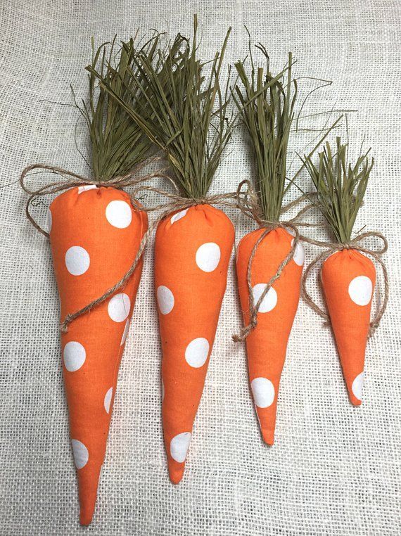 Farmhouse Style Fabric Carrots Easter Decor Spring Decor Plaid Easter Carrots