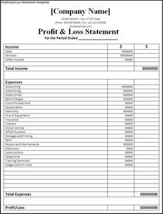 Profit and Loss Statement Form Printable | ... on the download button to get this Profit And Loss Statement Template