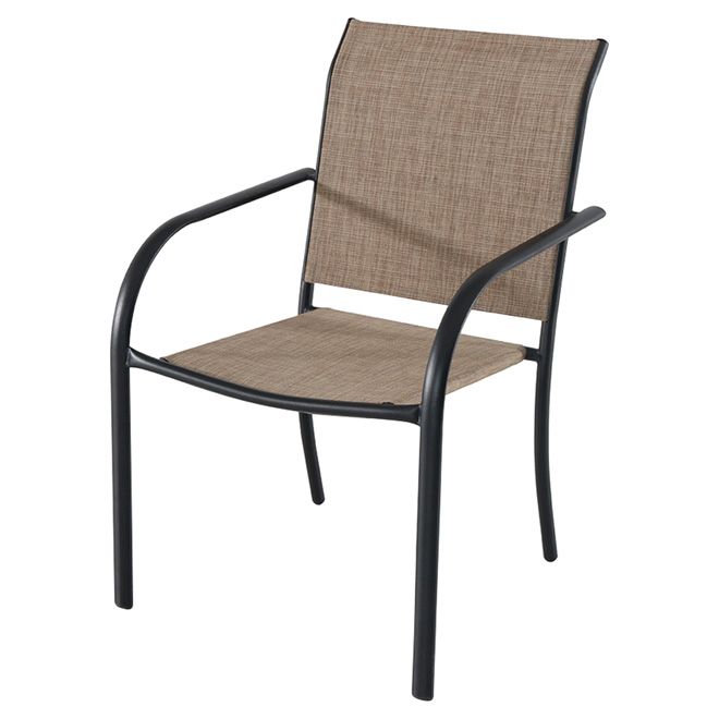 Chaise De Patio Empilable Ashville Style Selections Brun Et Noir Fcs00349h Réno Dépôt In 2021 Steel Dining Chair Chairs Patio Chairs, Patio Furniture Reno Depot