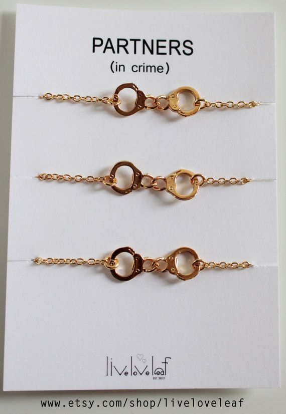 Matching Best Friends Bracelets Set Of 3 Or 4 Gold Handcuffs Matching Best Friends Bracelets Set Of 3 Or 4 Gold Handcuffs Partners In Crime Bracelet Bff Jewelry Plated Handcuff