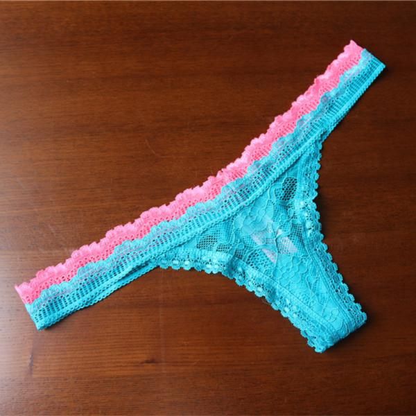 Turquoise see through with pretty flower detail tanga G String size 10//12