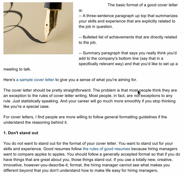 rules for cover letters