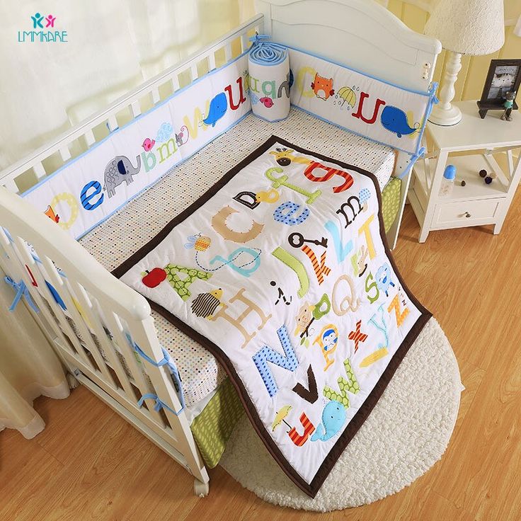 Unisex Baby Bed Bumper Cotton Cartoon Letter pattern