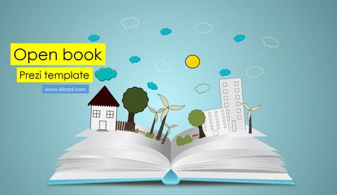 prezi template with the open book and pop up elements for different