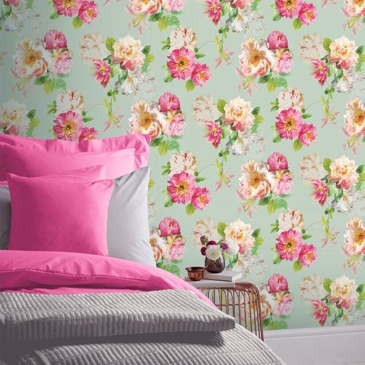Bedroom Floral Wallpaper Uk Arthouse Elena Floral Wallpaper Duck Egg, Pink (259301) 5050192259316