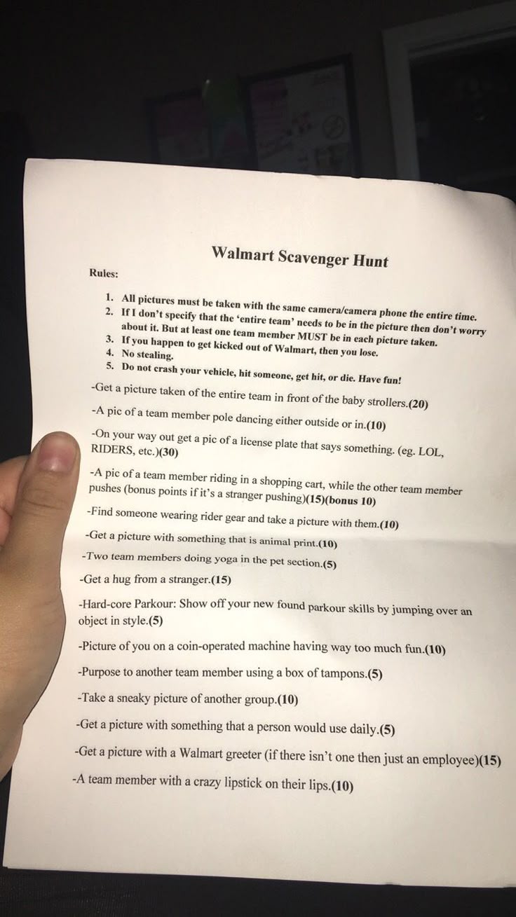 Information Scavenger hunt lists for teens Thanks for Scavenger hunt lists for teens