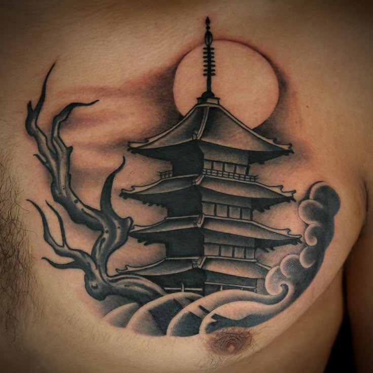 Japanese Temple Tattoo by Tony Medellin Temple tattoo, Tattoos, Japanese ta...