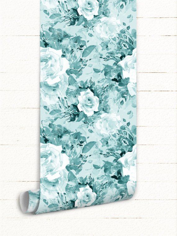 Aqua Flowers Removable Wallpaper Blue Wall Mural Reusable Aqua Flowers Removable Wallpaper Blue Wall Mural For Interior Decoration Aquadecor Homedecor