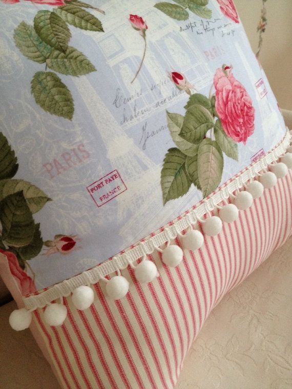 French Country Pillow Cover, Shabby Chic Pillow Cover, Sham, Paris Blue Rose? #shabbychic DIY ...
