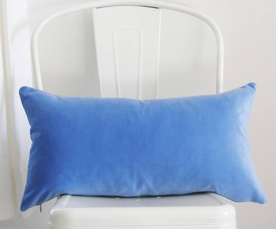 Decorative Pillow Cover Periwinkle Blue Velvet Decorative Pillow Cover Periwinkle Blue Velvet 11x21 Lumbar Kravet Cotton Ready To Ship