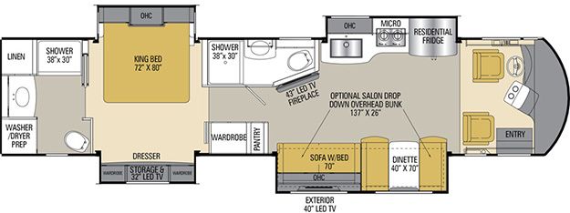 Sportscoach Rd Class A Motorhomes By Coachmen Rv 2 Full Baths Floor Plans Travel Trailer Sportscoach Rd Class A Motorhomes By, Rv With King Bed And 2 Bathrooms