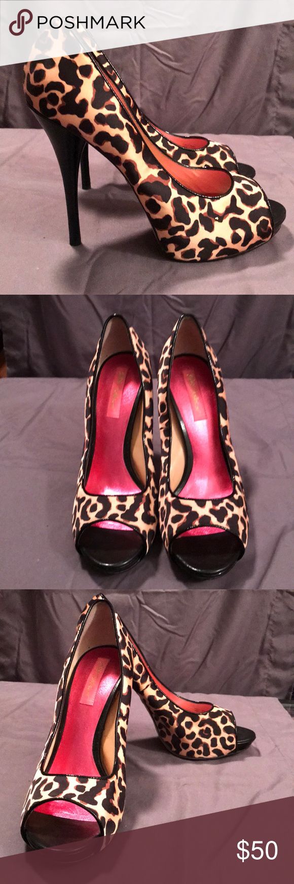 betsey johnson leopard print heels