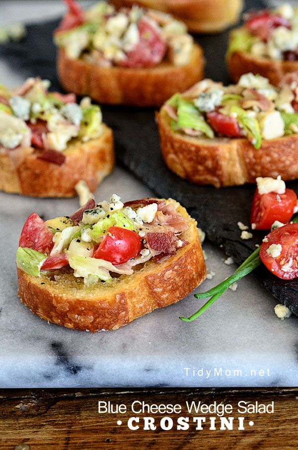 Appetizers Ideas For Dinner Party Part - 24: Blue Cheese Wedge Salad Crostini. Cheese WedgeGoat CheeseAppetizer IdeasAppetizer RecipesParty ...