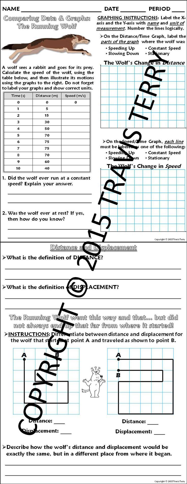 worksheet Bill Nye Motion Worksheet 84 best motion images on pinterest high school science physics worksheet graphing distance and displacement w the running wolf
