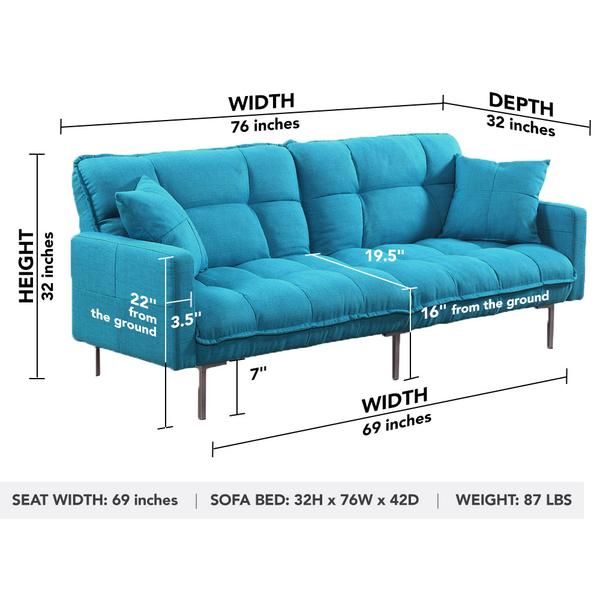 Nemo Cheery Modern Soft Linen Sleeper Futon Sofa Upholstered Nemo Cheery Modern Soft Linen Sleeper, Soft Linen Sleeper Sofa
