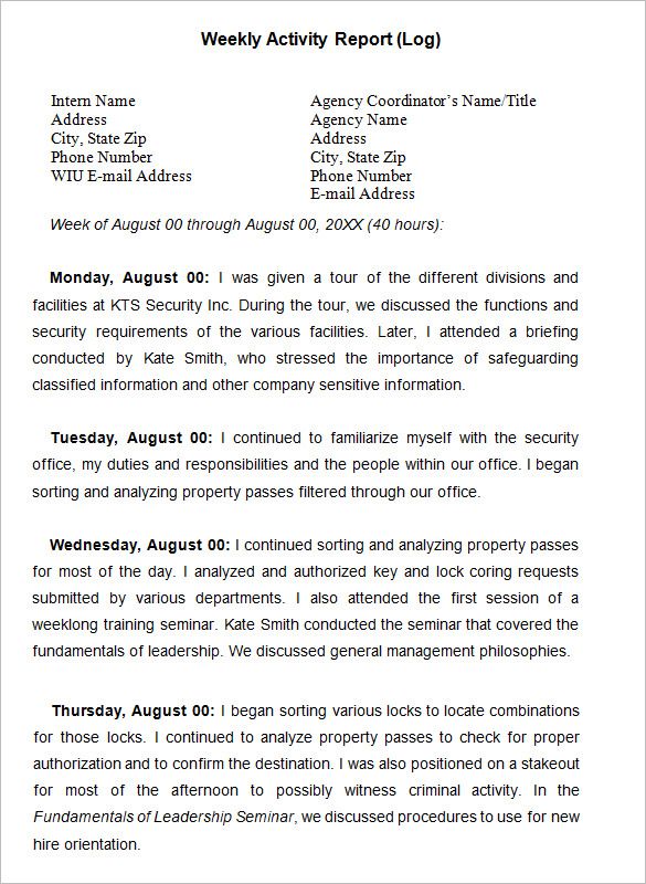 Weekly Activity Report Template u2013 23+ Free Word, Excel, PPT, PDF - weekly activity report template Weekly Activity Report Template u2013 23+ Free Word, Excel, PPT, PDF - weekly activity report template