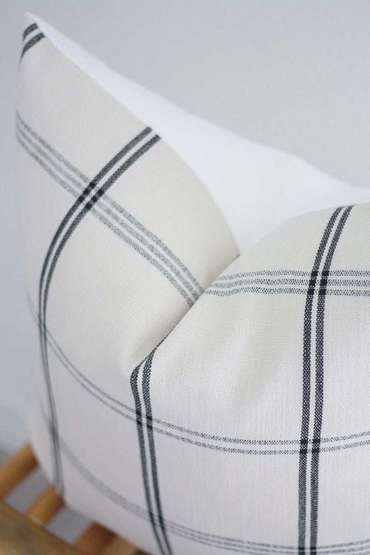 Black and Off White Plaid Pillow Cover 20x20, Modern