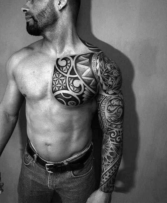 Top 57 Tribal Tattoo Ideas For Men 2020 Inspiration Guide Tribal Chest Tattoos Marquesan Tattoos Tattoos For Guys