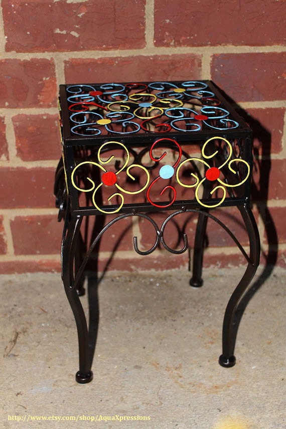 Metal Plant Stand Patio Decor Colorful Black by ... Metal Plant Stand Patio Decor Colorful Black by