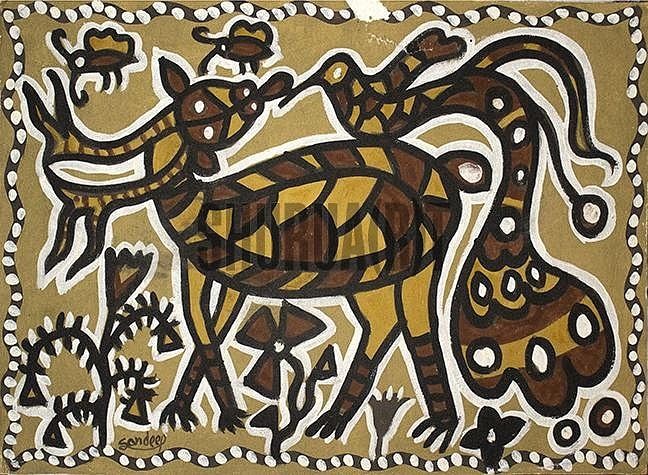 A Sohrai Painting | Folk art painting, Indian folk art, Art