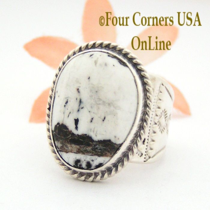 Native American Silver Ring Band With Turquoise Buffalo Native American Silver Ring Band With Turquoise Buffalo